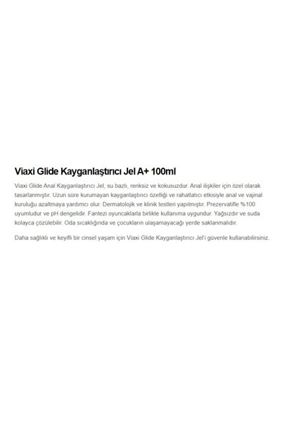 Viaxi Ekstra Kayganlaştırıcı Anal Jel 100 ml