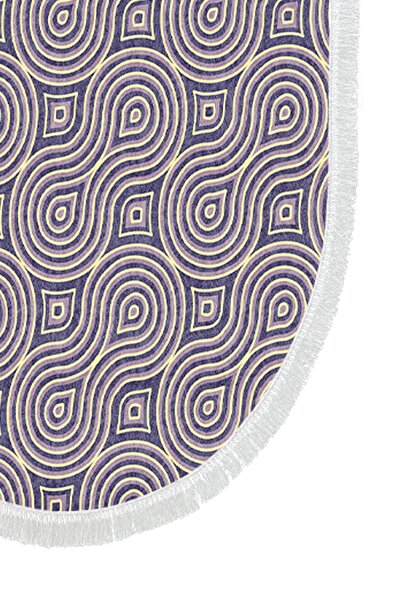 Alanur Home Alanur Trend Non-Slip Base Oval Fringed Digital Bathroom Set Beige