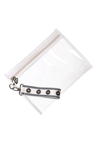 Bakras White Daisy Pattern Waterproof Swimsuit Bag Organizer Transparent Makeup Bag 27x21cm