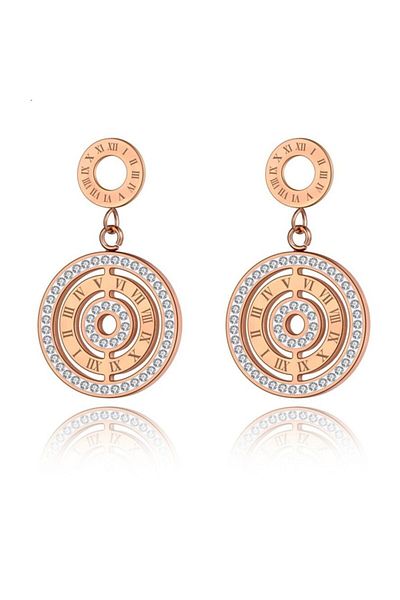 AstoriaSilver Women's Roman Numeral Anti-Tarnish Titanium Earrings