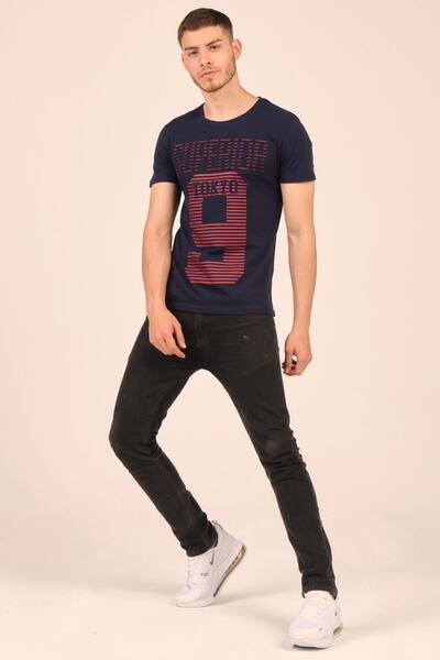 Mascarano 100% Cotton Embossed Printed Crew Neck Men's T-shirt