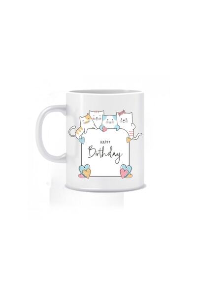 sıradışıhediyem كوب مطبوع عليه عيد ميلاد سعيد مع قطة