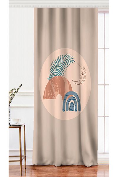 Realhomes Geometric Patterned Digital Printed Background Curtain on Single Wing Pastel Backdrop