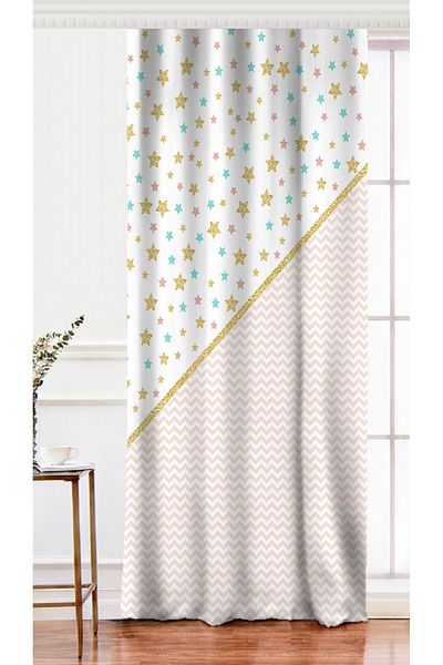 Realhomes Colorful Geometric Patterned Single Wing Background Curtain - Digital Print on Backdrop