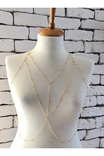 pop up store Gold Top Detay Zincir Vücut Akseuarı