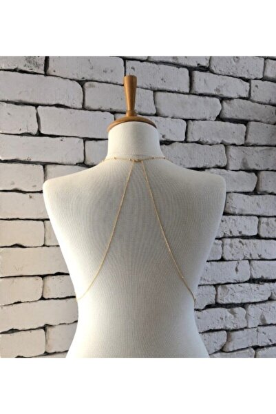 pop up store Gold Top Detay Zincir Vücut Akseuarı