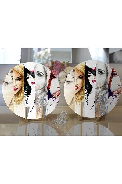 Realhomes Μοντέρνο στρογγυλό ταψί & σουπλά 2 τεμαχίων Fashion Women's Digital Printed