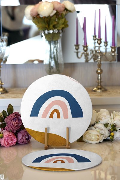 Realhomes 2-dijelni pastelni bojani podložak sa ilustracijom, digitalno štamp...
