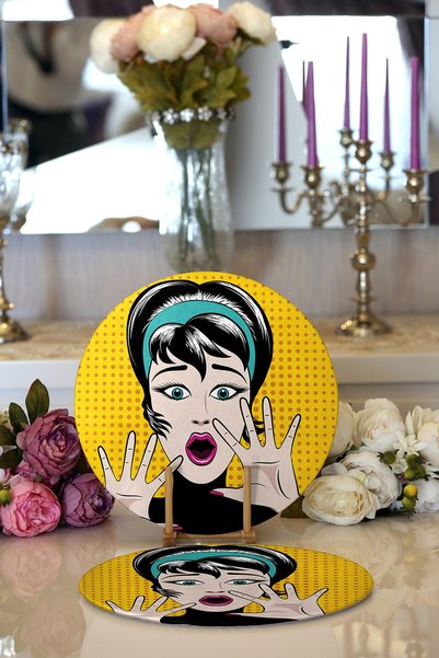 Realhomes 2-dijelni pop art ilustrovani digitalno štampani moderni okrugli ta...