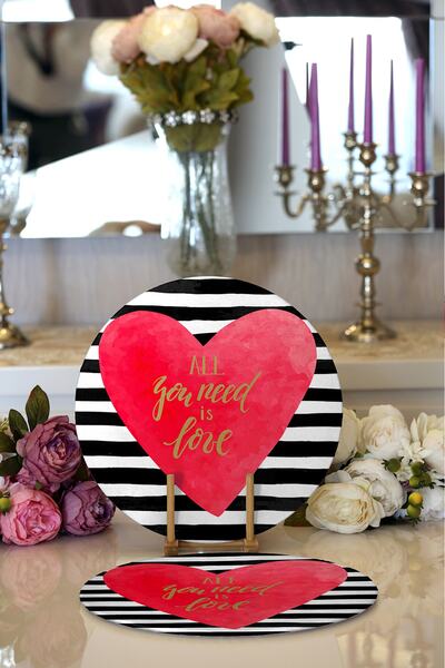 Realhomes 2'li Sevgililer Günü Temalı Özel Tasarım Dijital Baskılı Modern Yuv...