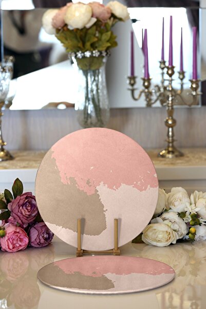 Realhomes 2'li Dijital Baskılı Özel Renkli Modern Yuvarlak Supla & Servis Alt...