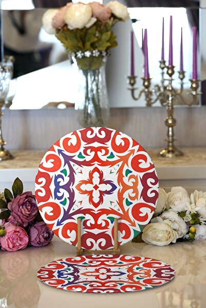 Realhomes Farfurie rotundă modernă, tipărită digitală, 2 bucăți și pat de loc...