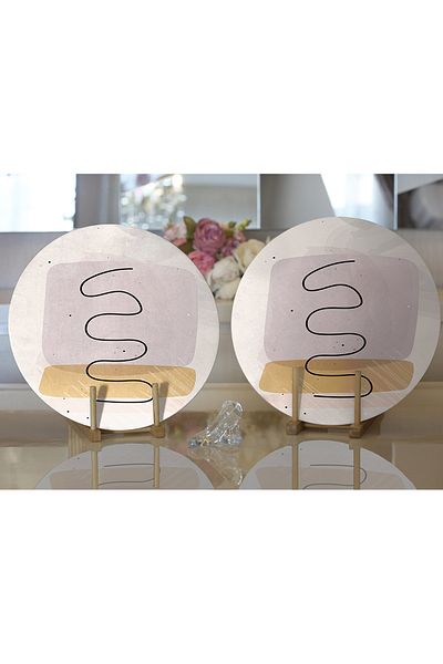 Realhomes 2-Piece Colorful Onedraw Drawing Digital Printed Modern Round Plate & Placemat