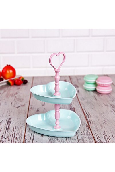 SİHİRLİ AYAKLAR Heart Pastel Colored 2 Tier Snack Bowl Cookie Bowl Presentation Bowl Bpa Free 26cm