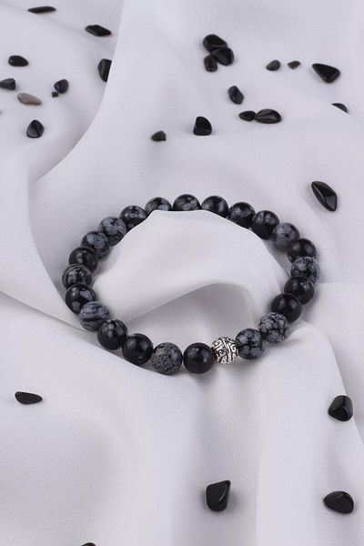 Dünya Doğal Taş Snowy Obsidian Stone Bracelet