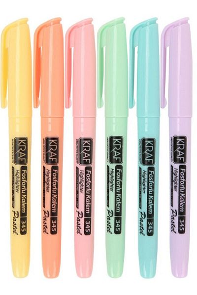 Kraft Kraf Highlighter Pastel Pen Type 6 Pieces