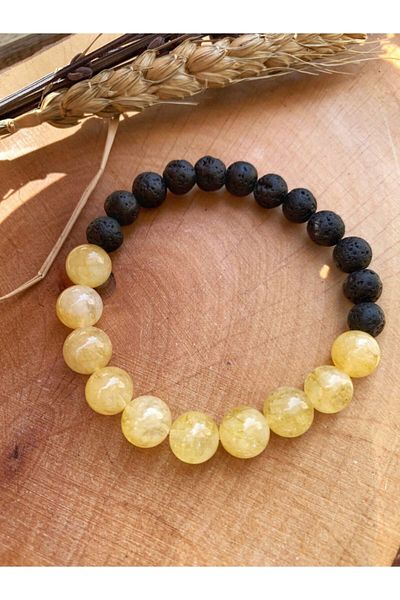 AYZE DOĞALTAŞ Citrine and Lava Stone Detailed