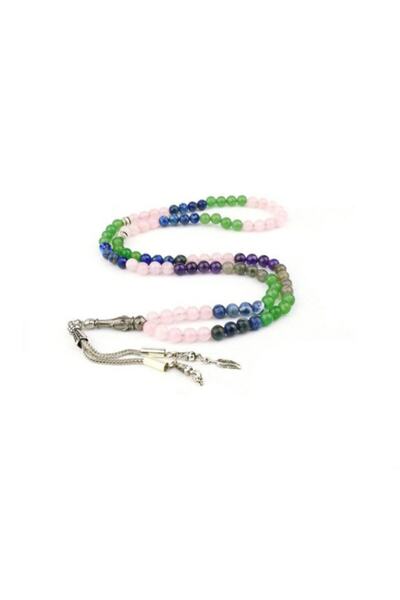 OSMANLI DOĞAL TAŞ 99 de mărgele de rugăciune - Lapis Labradorit, Aventurină, Cuarț roz și Sodalit Semnul Arcului certificat