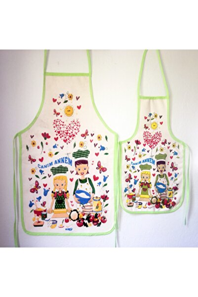 Yavuz Tekstil Sıvı Geçirmez Mutfak Önlüğü 2 Li Anne-kızlı Set Model Pastacı