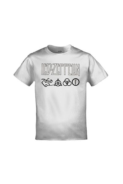 Orijin Tekstil Μπλουζάκι με τυπωμένο Unisex εκρού χρώμα με λογότυπο Led Zeppelin