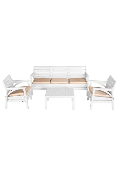 Holiday Hawai Oturma Grubu Bahçe Koltuk Takımı Teras Balkon Seti - Beyaz