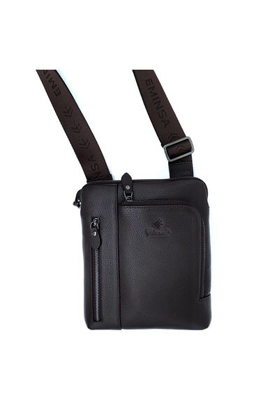 Eminsa Brown Genuine Leather Men's Shoulder Bag