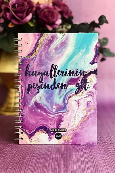 Patladı Gitti Follow Your Dreams Undated Talking Agenda Weekly Planner Notebook with Spiral Sticker