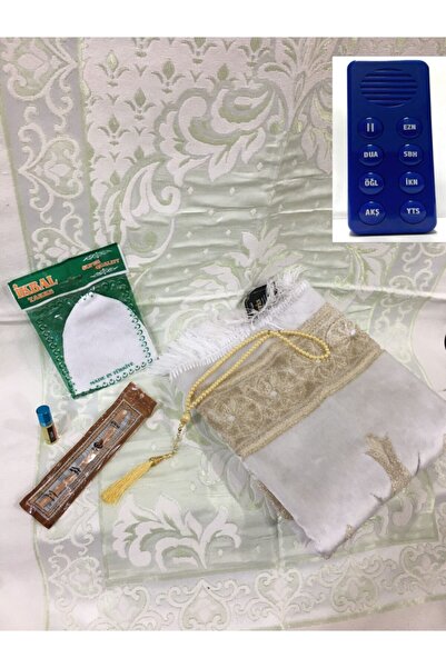 pavrika Lüx Simli Namazlık Namaz Hocası Tesbih Esans Misvak El Örgüsü Takke Set