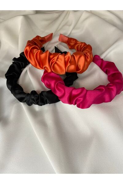 N.AK Γυναικεία κορδέλα μαλλιών 3 τεμαχίων από σατέν συλλεκτικό στέμμα