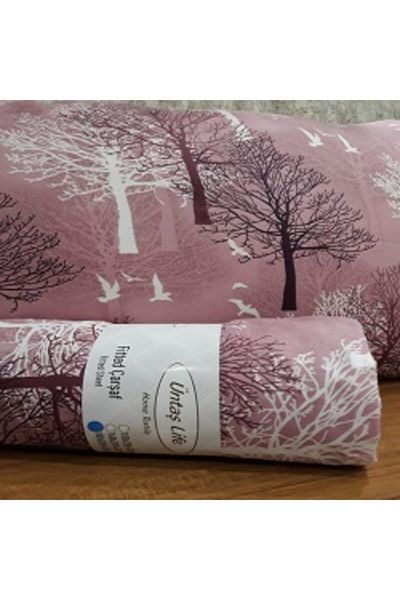 üntaş Life Pink Tree Double Elastic Sheet + 2 Pillowcases