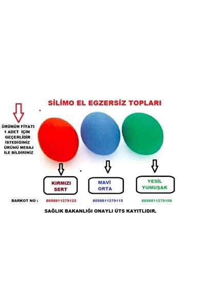 silimo Kırmızı Sert El Bilek Parmak Güçlendirme Fizik Tedavi Egzersiz Topu