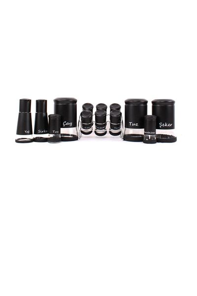 GÖNÜL Black 13 Piece Glass Spice Jar-Spice Set