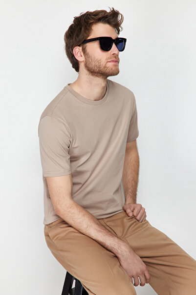 Trendyol Collection Basic Crew Neck Mink Slim Fit T-Shirt - 100% Cotton Tmnss19Bo0001