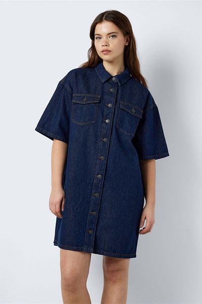 Noisy May NMKINNA L/S NADMĚRNÉ DENIMOVÉ ŠATY DB