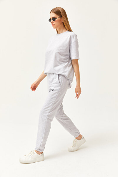 Olalook Női szürke nyomtatott felső-alsó tréningruha szett ETKM-0000063