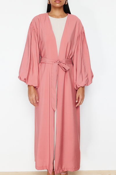 Trendyol Modest Αποξηραμένο τριαντάφυλλο με μακρύ υφαντό καπάκι &amp; Ferace &amp; Abaya TCTSS24KF00001