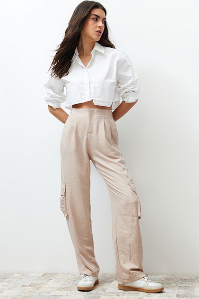 Trendyol Collection Mink Jogger Elastic Waist Cargo Pocket Woven Trousers TWOSS24PL00045