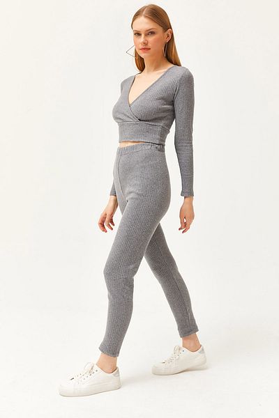 Olalook Damen-Anzug mit geräucherter Unterseite, Strumpfhose, Oberteil, zweireihig, Bluse und Kapuze, TKM-19000261