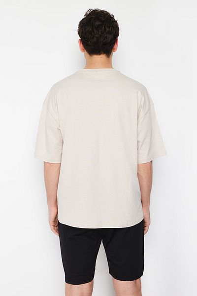 Trendyol Collection Βαμβακερό μπλουζάκι μεγάλου μεγέθους με μοτίβο Far East - TMNSS24TS00035