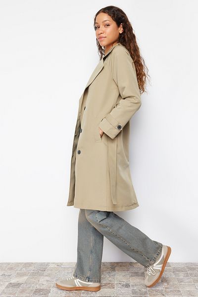 Trendyol Collection Lehký khaki oversize široký střih s páskem vodoodpudivý dlouhý trenčkot TWOAW23TR00004