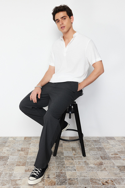 Trendyol Collection Ekrü kötött ing - normál szabású, félzáras, kényelmes TMNSS24GO00036