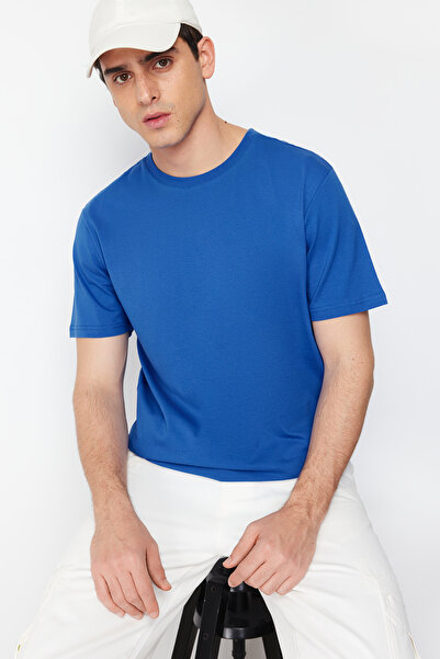 Trendyol Collection Blue 100% Regular CuT T-Shirt - TMNSS21TS0808