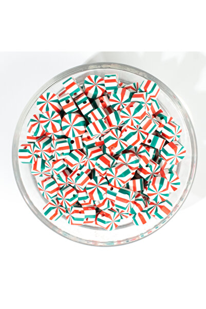 yfhobi 10 ADET - POLİMER FİMO BONCUK, YILBAŞI ŞEKERİ DESENLİ POLİMER KİL BONC...