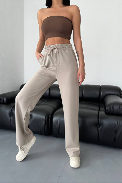 Neşeli Butik γυναικείο ελαστικό υφασμάτινο παντελόνι με ψηλή μέση GTS031