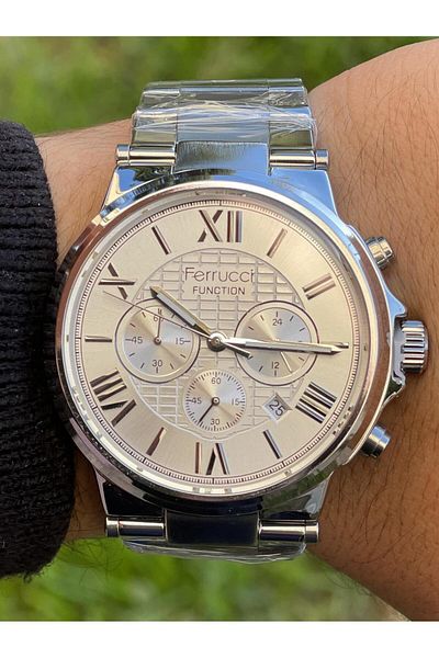 Ferrucci Men's Steel Wrist Watch with Roman Numakkamlı Calendar