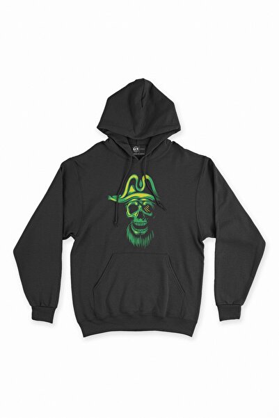 Cix Kuru Kafalı Korsan Siyah Kapşonlu Sweatshirt Hoodie