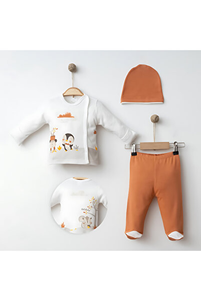 Rise Raba Baby 100% Cotton Long Sleeve 3-Piece Newborn Set 0-3 Months