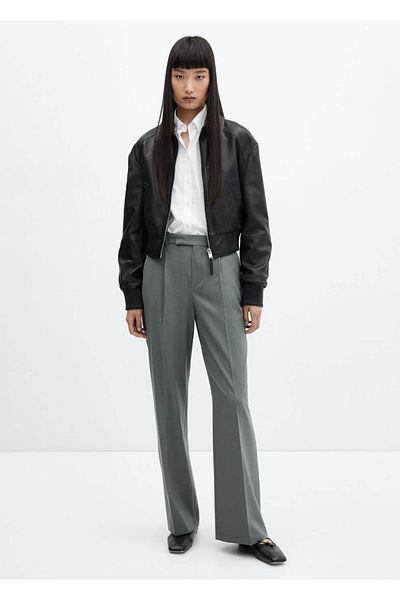 MANGO Woman Straight-cut wool pants