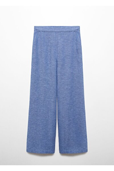 MANGO Woman Keten karışımlı beli elastik pantolon