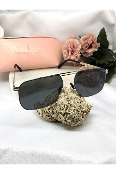 Di Caprio Gamo Rectangle Silver Black Women's Sunglasses